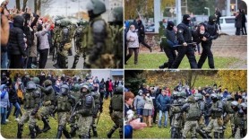 FOTO/VIDEO: Zeci de mii de oameni protestează la Minsk. Poliţia a tras focuri de avertisment şi a reţinut protestatari